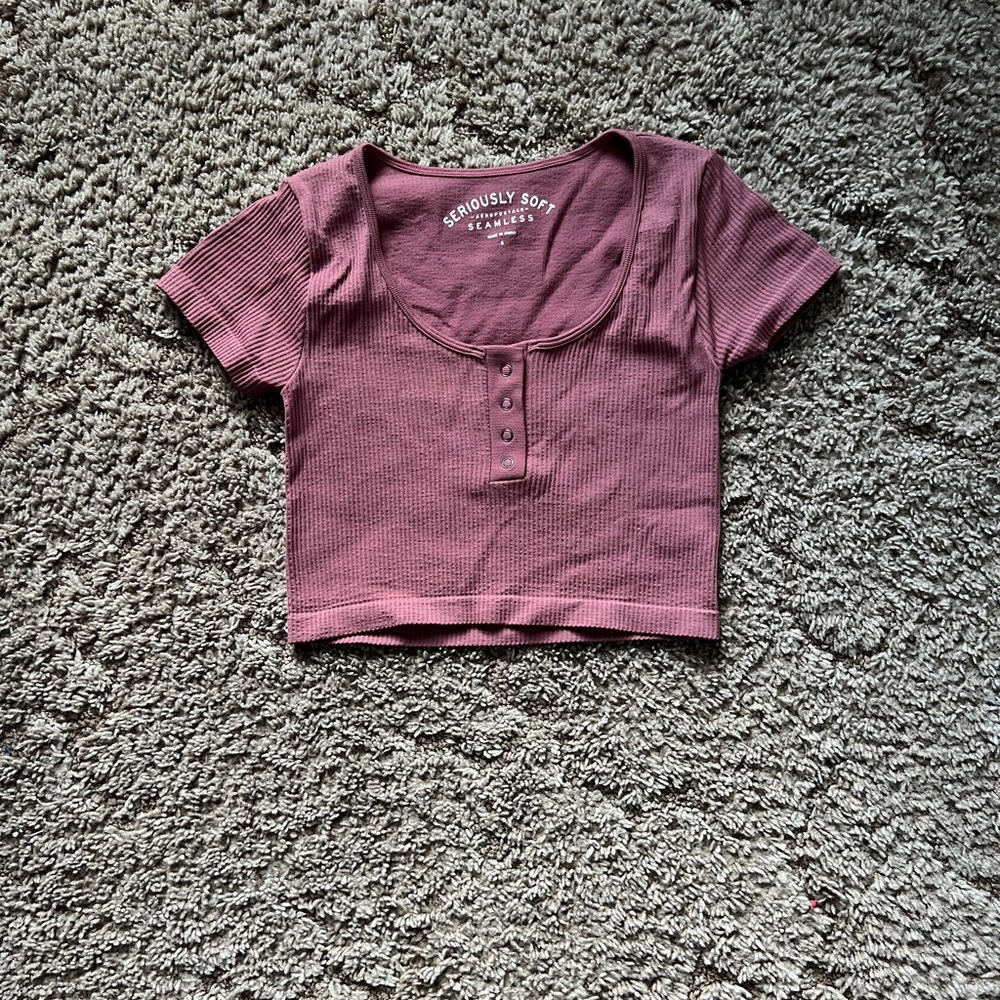 Aeropostale Cropped Henley Tee